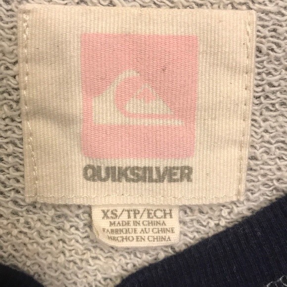 Quicksilver Sweater Top Pullover Heather Gray Navy Pocket Details size XS - Picture 13 of 16